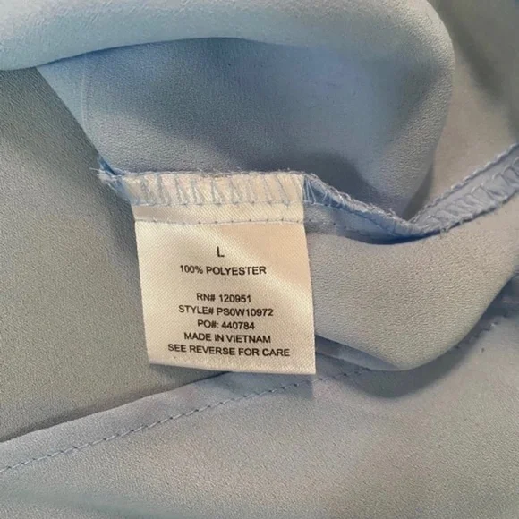 Hippie Rose V-Neck Tie Front Hi Low Blue Top Large - Picture 6 of 6